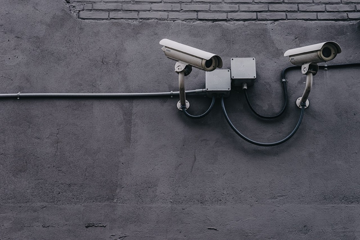 Security cameras mounted on a wall.